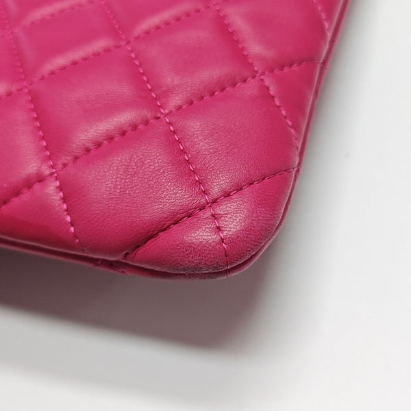 Quilted Lambskin Clutch Large Pink