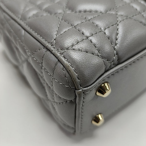 Lady Dior Mini Cannage Lambskin Gray