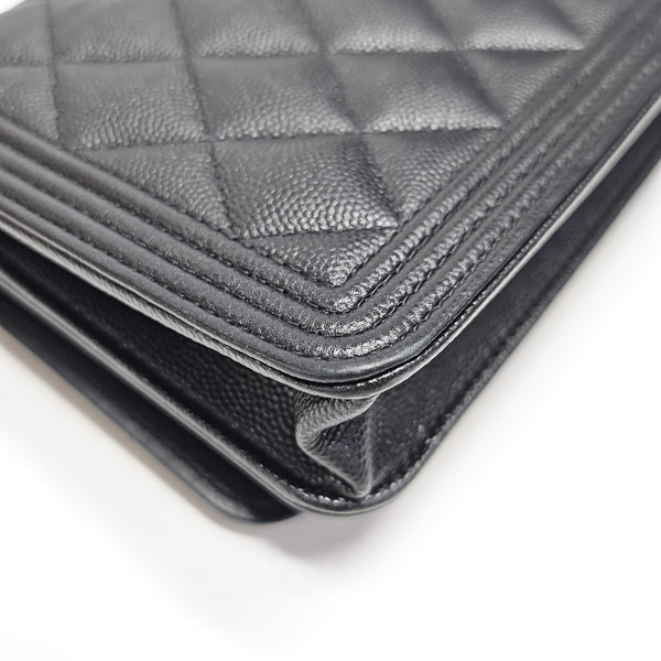BOY CHANEL Mini Quilted Grained Calfskin Black