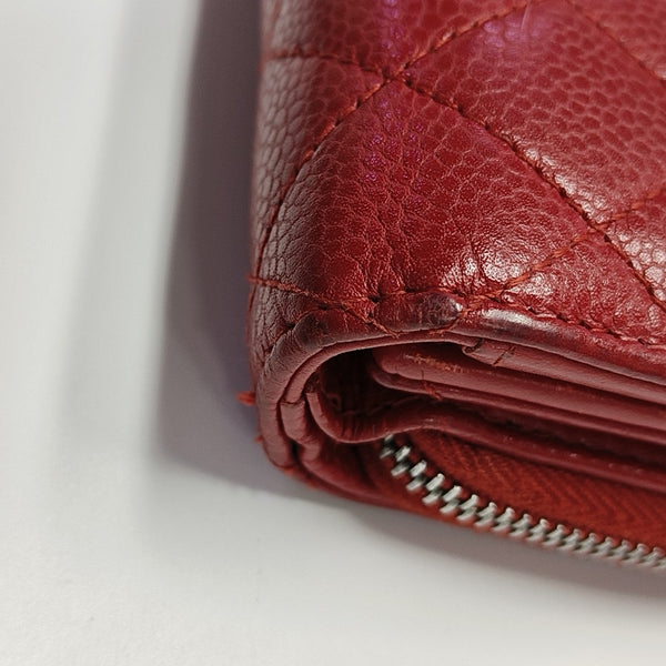 Quilted Grained Calfskin Wallet Red