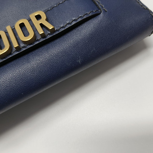 J'adior Calfskin Blue Wallet