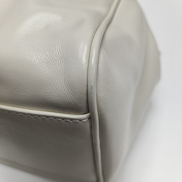 Leather Top Handle Bag White