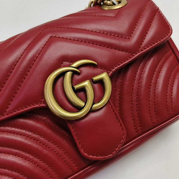 GG Marmont Small Quilted Calfskin Red