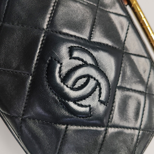 Quilted Lambskin Shoulder Bag Black