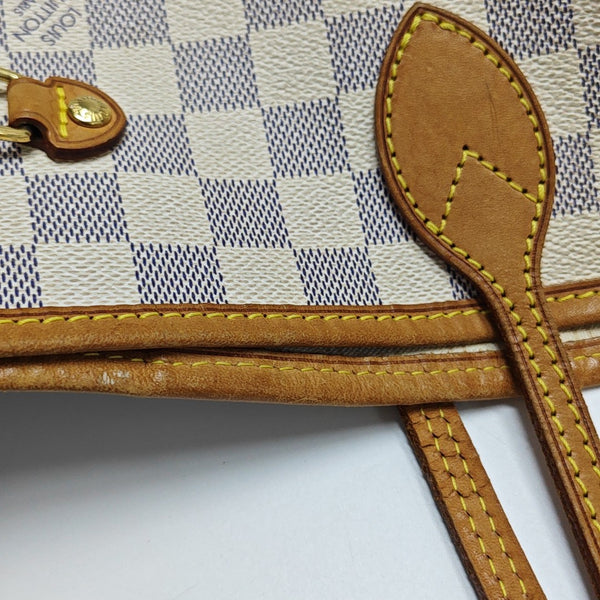 NEVERFULL MM Lona Recubierta Damier Azur Blanca