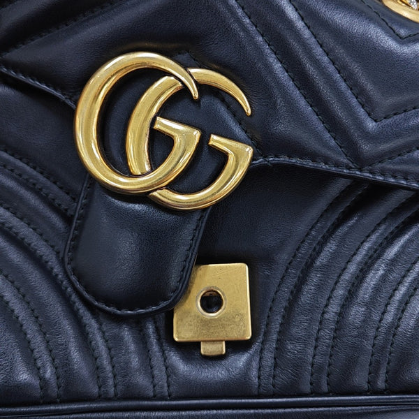 GG Marmont Small Quilted Calfskin Black