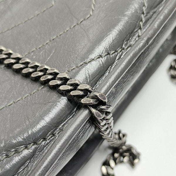 NIKI Small Chevron Calfskin Gray