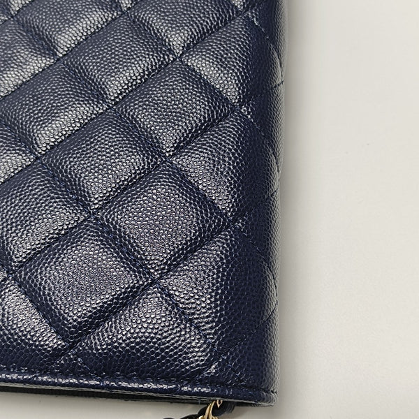 WOC Quilted Grained Calfskin Blue