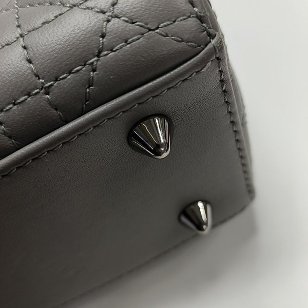 Lady Dior Small Cannage Lambskin Gray