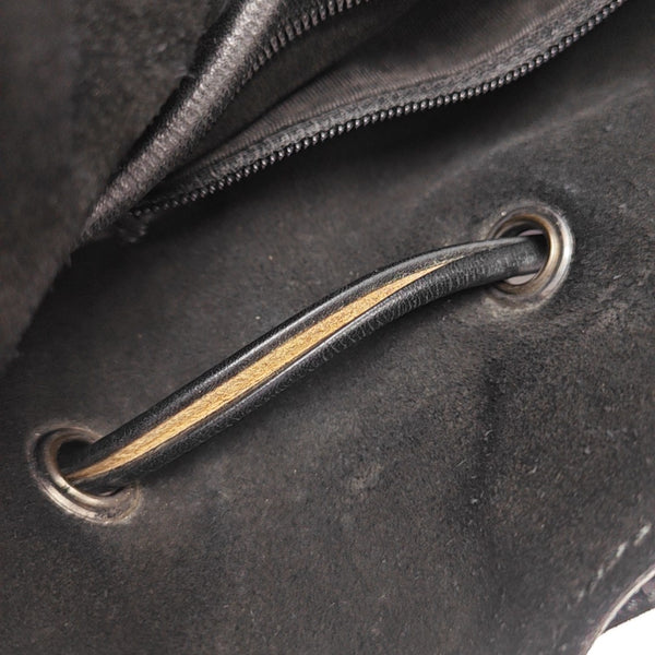 Monogram Suede Shoulder Bag Black