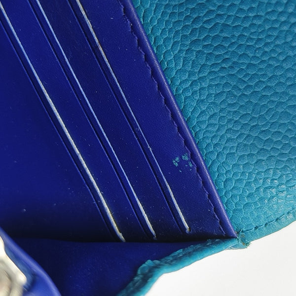 Grained Calfskin Wallet Blue