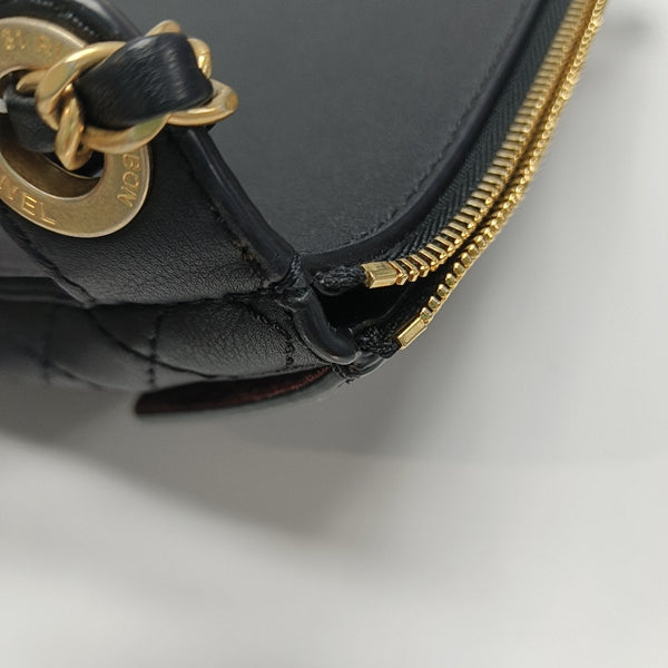 Quilted Leather Belt Bag Black