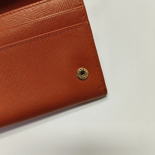 Fold Wallet Saffiano Calfskin Orange Wallet