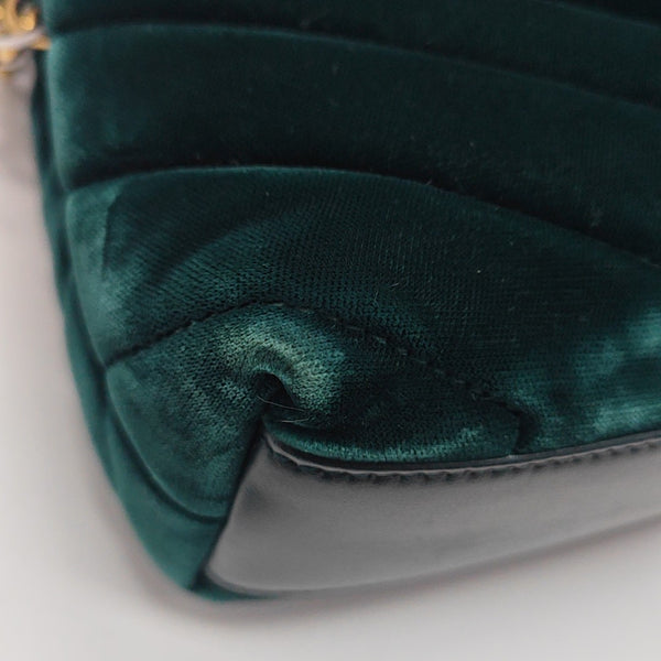 LOULOU Extra Small Chevron Velvet Green