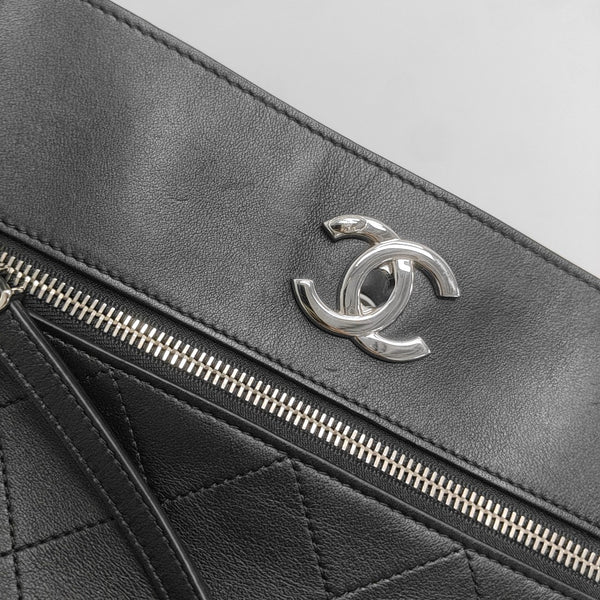 Quilted Calfskin Bucket Bag Black