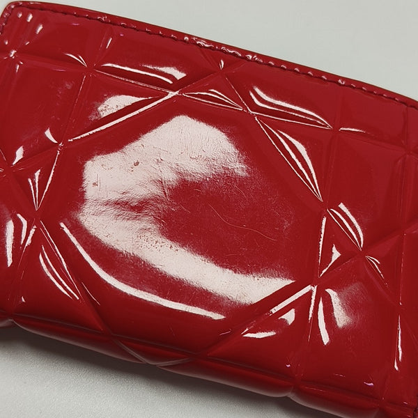 Cannage Patent Leather Card Holder Red