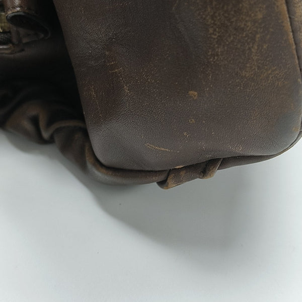 Leather Top Handle Bag Brown