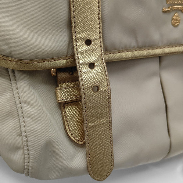 Nylon Shoulder Bag Beige