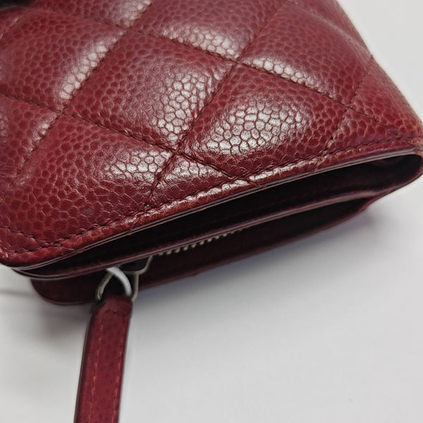 Quilted Grained Calfskin Wallet Red