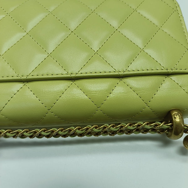 Quilted Calfskin Shoulder Bag Yellow