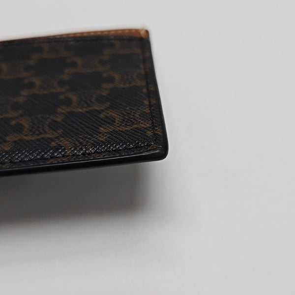 Coated Canvas Card Holder Brown