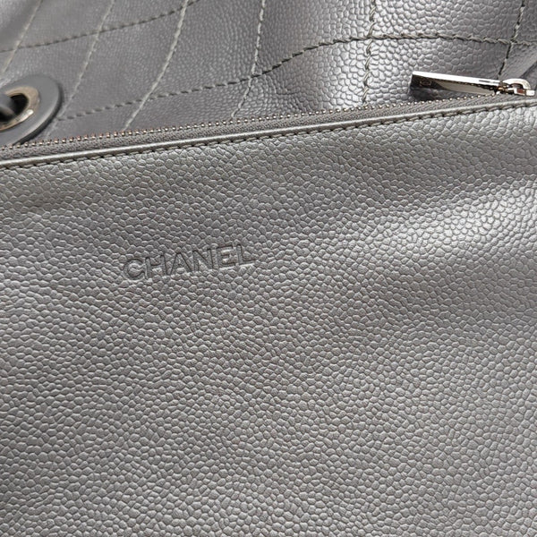 SHOPPING FEVER TOTE Quilted Grained Calfskin Silver