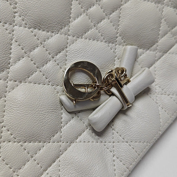 Cannage Lambskin Shoulder Bag Mini White