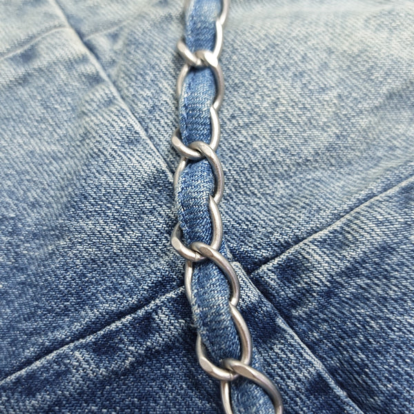 CHANEL 22 Medium Quilted Denim Blue