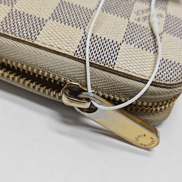 ZIPPY Damier Azur Coated Canvas White Wallet