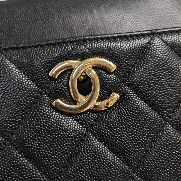 BUSINESS AFFINITY Small Quilted Grained Calfskin Black