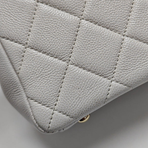 BUSINESS AFFINITY Small Quilted Grained Calfskin White