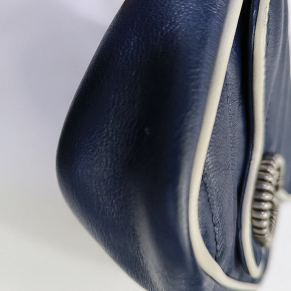 Authenticated pre-owned GG Marmont Super Mini Quilted Calfskin Blue - Shoulder Bag at Looply