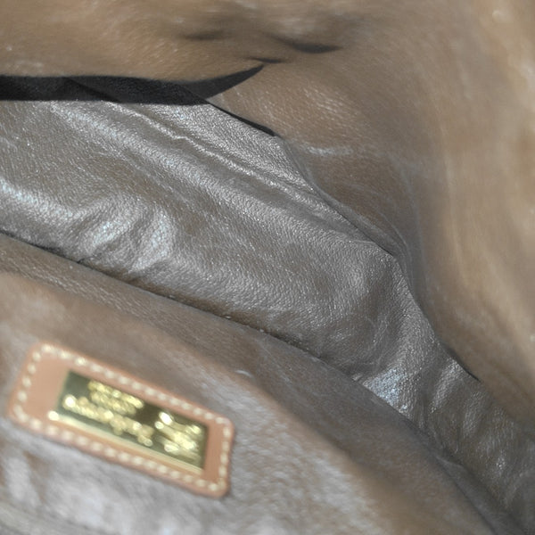 Coated Canvas Shoulder Bag Beige