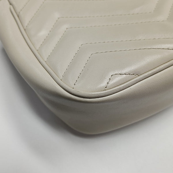 GG Marmont Mini Quilted Calfskin White