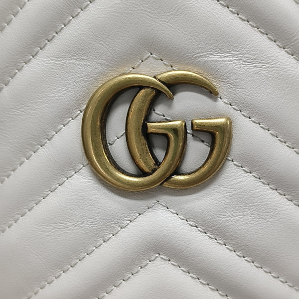 GG Marmont Mini Quilted Calfskin White