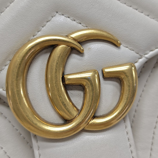 GG Marmont Medium Quilted Calfskin White