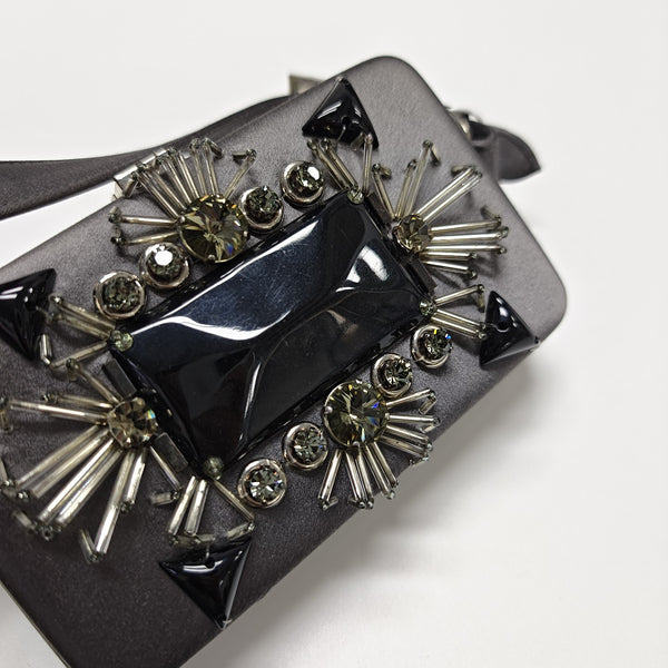 Silk Satin Top Handle Bag Gray