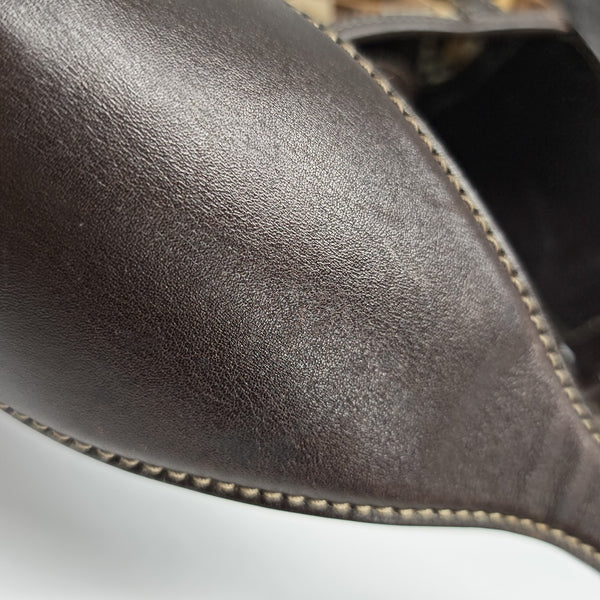 Fabric Top Handle Bag Brown