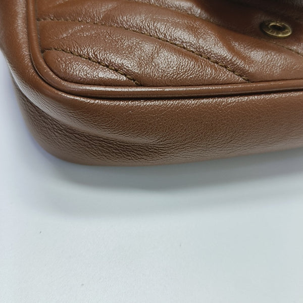 GG Marmont Mini Quilted Calfskin Brown