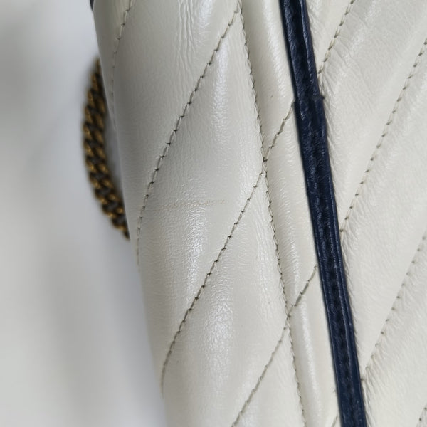 GG Marmont Super Mini Quilted Calfskin White