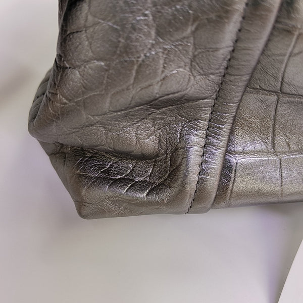 Calfskin Clutch Extra Small Silver