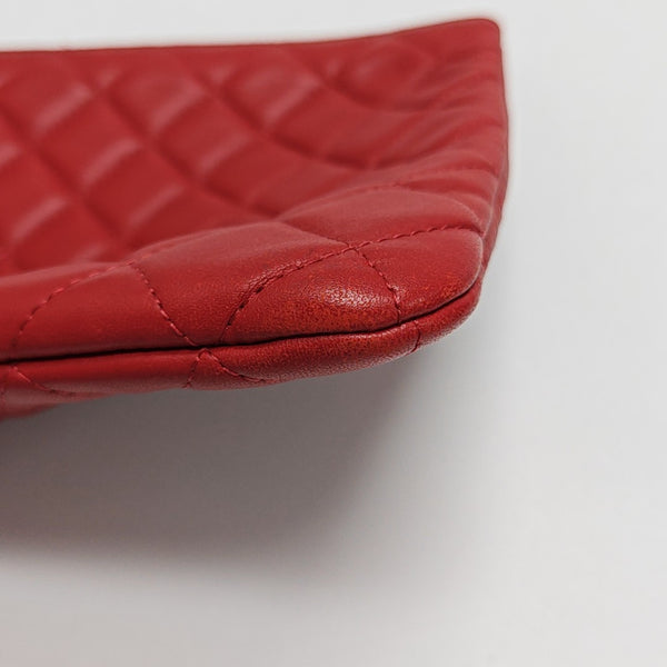 Quilted Lambskin Clutch Red