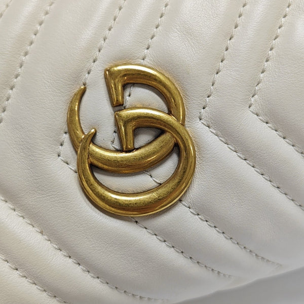 GG Marmont Mini Quilted Calfskin White