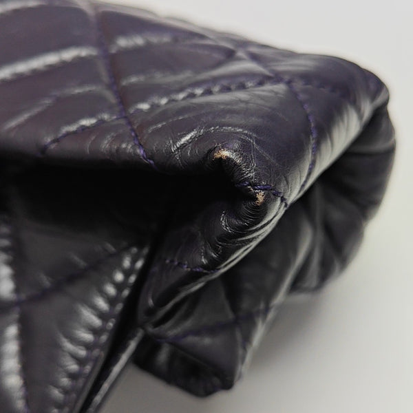 Quilted Calfskin Tote Bag Large Purple