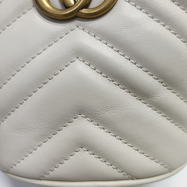 GG Marmont Mini Quilted Calfskin White