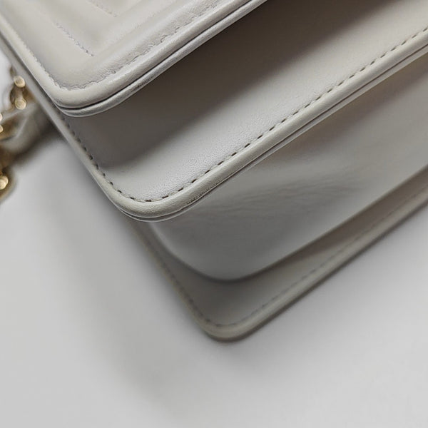 BOY CHANEL Small Quilted Calfskin White