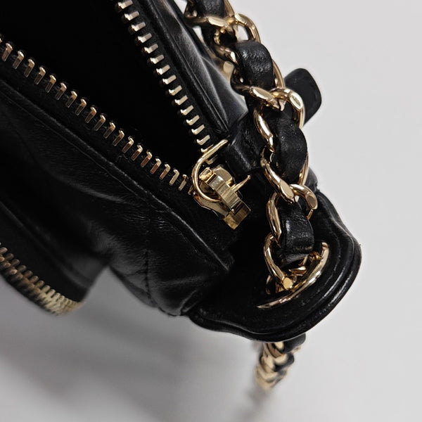 Quilted Lambskin Shoulder Bag Black