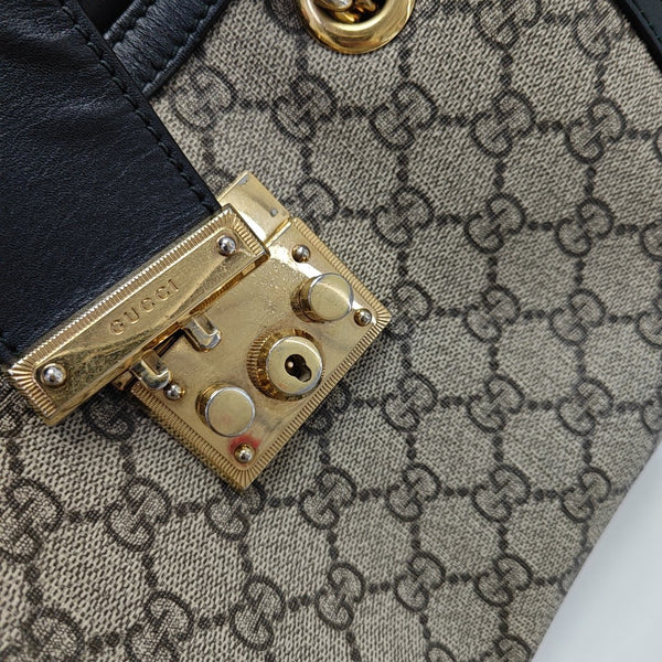 Padlock Small Monogram Coated Canvas Beige