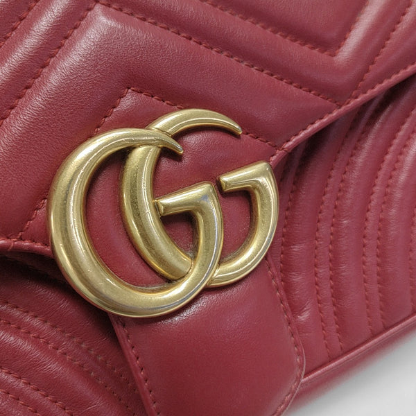 GG Marmont Medium Quilted Calfskin Red