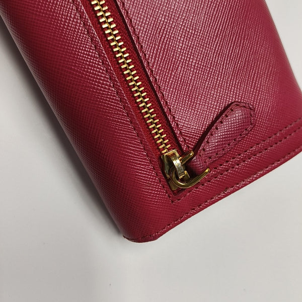 Fiocco Bow Saffiano Calfskin Red Wallet
